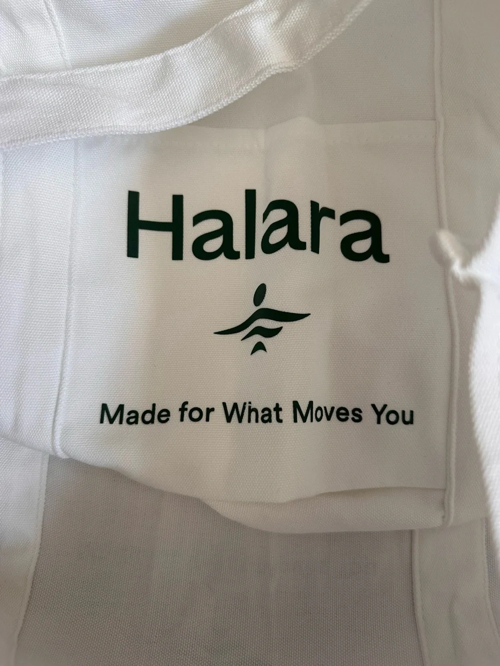 Halara White Logo Green Letter Print Casual Canvas Tote Bag NWT